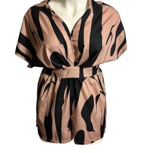 Stylish Black and Tan Romper-SHEIN